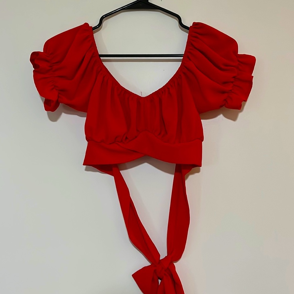 Red Wrap Crop Top